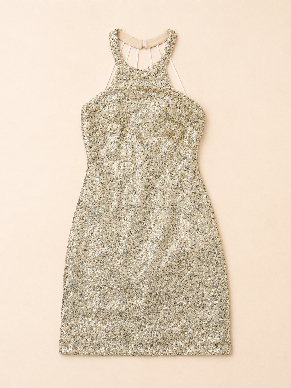 B Darlin Gold Sequin Halter Mini Dress